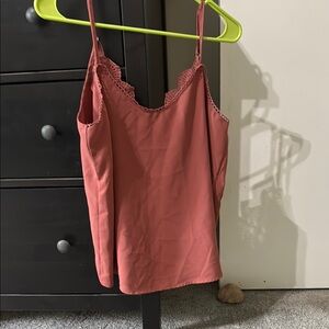 Women's Lace Trim Cami Top - Coral